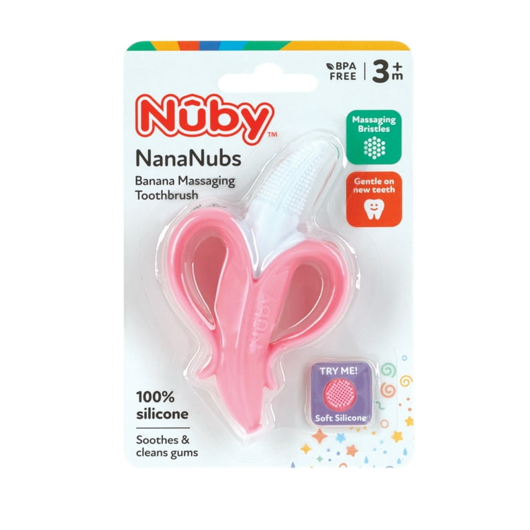 Nuby NanaNubs Banana Massaging Toothbrush for Infants Pink Soft