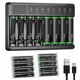 thumbnail image 2 of Cargador de batería rápido universal de 8 ranuras para baterías recargables Aa Aaa Ni-mh Ft, 2 of 5