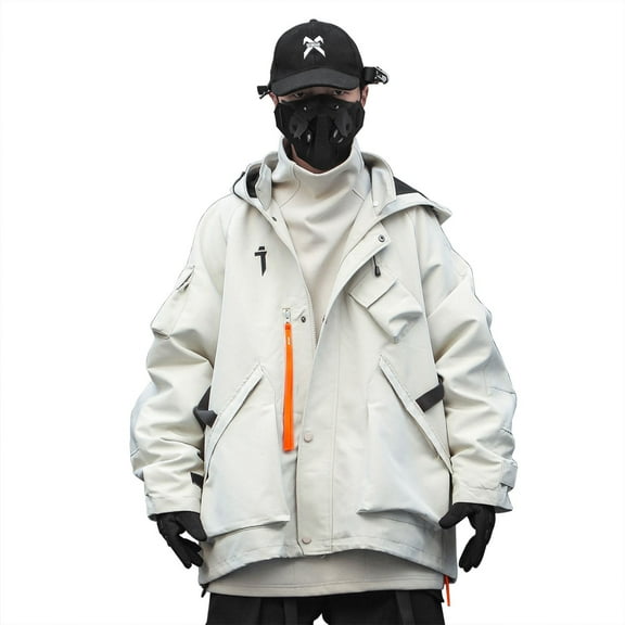 Niepce Inc Streetwear Mens Fashion Zip Up Hoodie Jacket Techwear Zipper Pocket Coat
