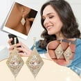 thumbnail image 2 of Vintage Gold Rhinestone Earrings for Women Fashion Diamond Pave Geometric Dangle Earrings Wedding Jewelry Birthday Gift, 2 of 6