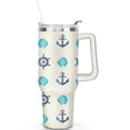 thumbnail image 2 of 40oz Ocean Nautical Anchor Stainless Steel Flip Straw Tumbler Spill Proof Travel Cup Double Wall Vacuum Insulated Coffee Mug with Top Handle, 2 of 6