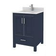 thumbnail image 3 of Ayna Decors Rooh 24 in Navy Blue Bathroom Vanity with White Quartz Countertop & Ceramic Sink, 2 Soft Closing Doors, 1 Full Extention Soft Close Drawer, Brushed Nickel Hardware | AVR24NB3002, 3 of 10