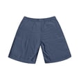 thumbnail image 4 of Hogleaql Mens Linen Shorts Elastic Waist Big and Tall Plus Size Beach Shorts Knee Length Wide Leg Casual Short with Pockets Dark Blue XL, 4 of 9