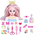 thumbnail image 1 of 25Pcs Hair Styling Model Doll Head Playset, Hairdressing Makeup Dolls Toy With  Hair Clips, Combs, Mirrors, Cosmetics, 1 of 7