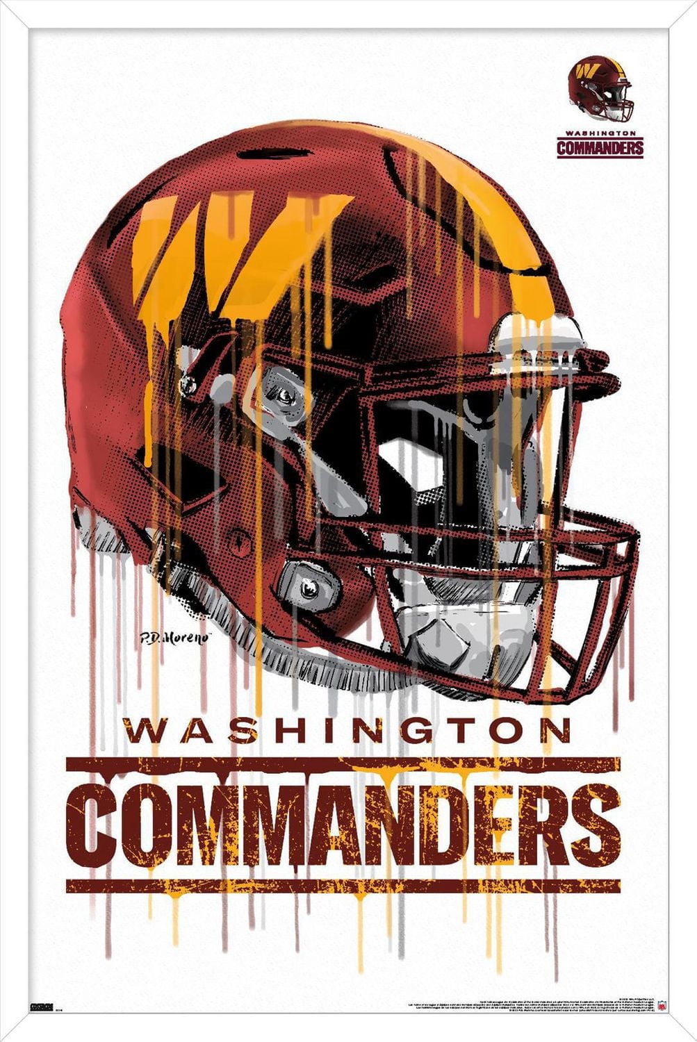 NFL Washington Commanders - Drip Helmet 22 Wall Poster, 14.725" x 22.375" Framed