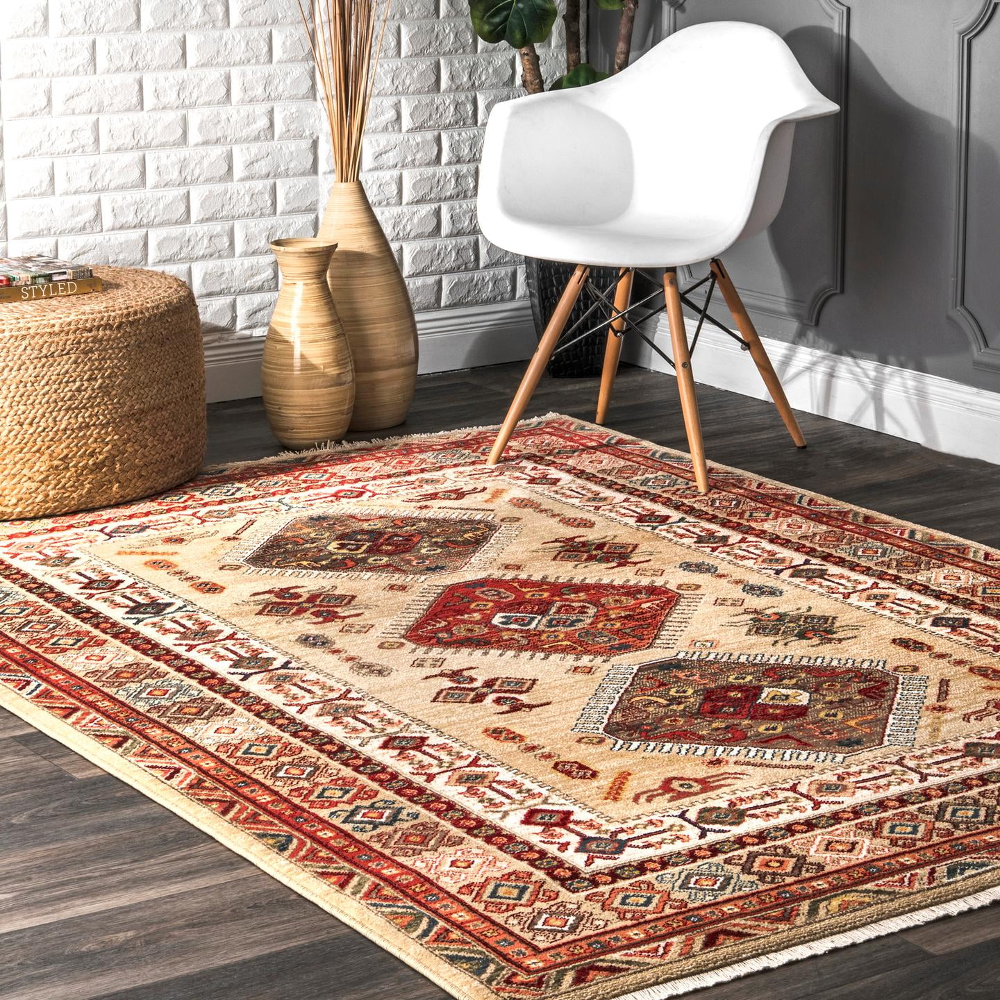 nuLOOM Qiana Emblem Fringe Area Rug or Runner