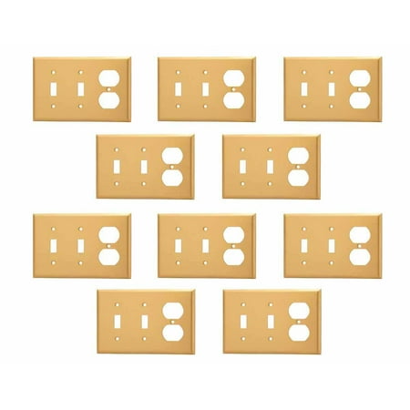 10 Switch Plate Brushed Brass Double Toggle/Outlet Renovator's Supply
