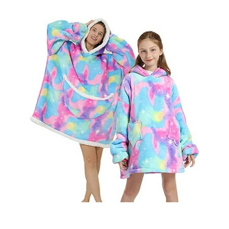 

Shuttle tree Oversized Wearable Blanket Hoodie For Adult Kids Hooded Sherpa Sweatshirt With Front Pocket
