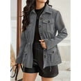 thumbnail image 6 of Female Fashion Corduroy Shackets Down Jackets Tops Fall Trendy Long Sleeve Shirts Gray XL, 6 of 9