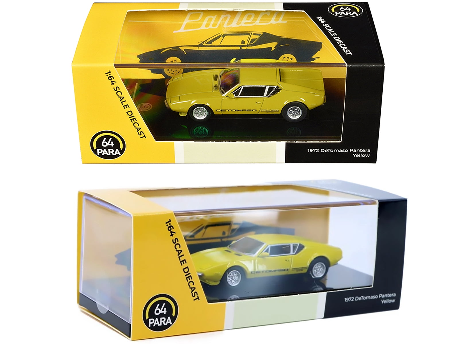1972 De Tomaso Pantera Yellow 1/64 Diecast Model Car by Paragon