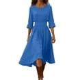 thumbnail image 2 of Guieoi Womens Dresses Summer 2026 Fall Round-Neck Maxi Dress Blue XL, 2 of 7