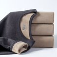 thumbnail image 1 of Ropa interior con forro polar para hombres y mujeres, terciopelo de cordero grueso, color sólido, de mediana edad, base cálida, cuello redondo, traje cálido, 1 of 5