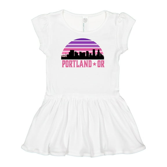 Inktastic Portland Oregon Retro Sunset Skyline Girls Baby Dress