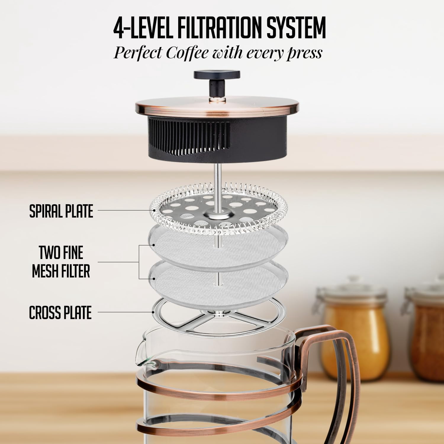 OVENTE French Press Coffee Maker 27 Ounce with Heat Resistant