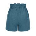 thumbnail image 6 of RYRJJ Cotton Linen Shorts for Women Summer Casual High Waisted Wide Leg Drawstring Beach Loose Shorts Comfy Fashion Short Pants(Blue,XL), 6 of 6
