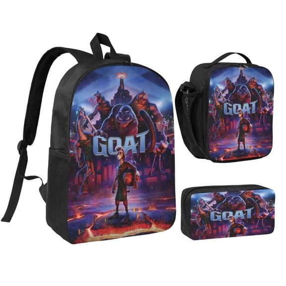 GOAT Movie Three piece backpack set young backpack combination backpack lunch bag pencil case