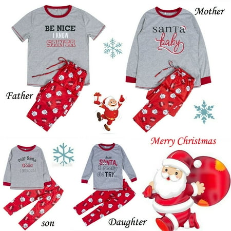 

Family Matching Christmas Pajamas Set Women Baby Kids Santa Sleepwear Nightwear