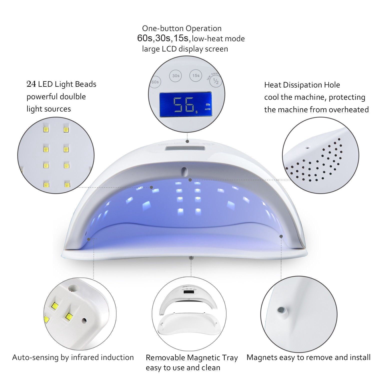Tagital 48W LED UV Nail Lamp Light professional Curing Lamps for Fingernail & Toenail