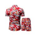 thumbnail image 3 of xiaxaixu Men Beach Outfits Printed Lapel Button Down Shirt + Drawstring Shorts, 3 of 4