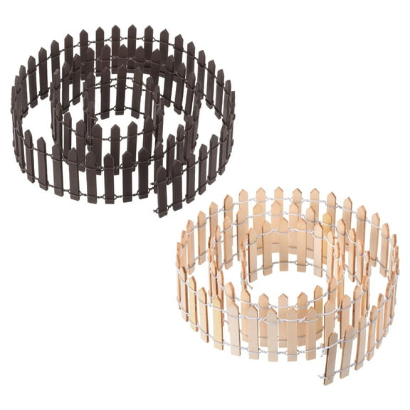 Uxcell 39" L x 2" H Wood Miniature Mini Fairy Garden Picket Fence, Brown/Natural Color 2 Pack