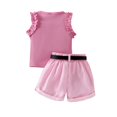 thumbnail image 4 of FDDMis 2 Piece Sets Cute Baby Girl Outfit Baby Girl Outfits 6-9 Months Brown Shirt + Dance Shorts Baby Clothes Girls 10-12, Red 12-18 Months, 4 of 9
