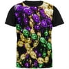 Mardi Gras Beads Adult Black Back T-Shirt - Small