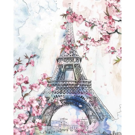 Prinz Cherry Blossoms in Paris 15.5" x 19.5" Floral Canvas Art Print, Wall Decor for Bedroom, Living Room