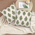 thumbnail image 3 of Spring Floral Pillow Covers 18 x 18 Inch Set of 2, Sage Green Grey Flower Leaves Block Print Decorations Throw Pillow Covers Outdoor Farmhouse Cushion Case Linen Decor for Home Couch Sofa, 3 of 4