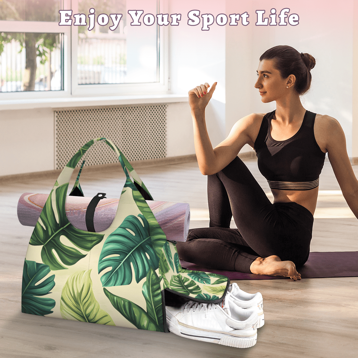 Gym Bag with Yoga Mat Holder and Shoe Compartment Multi-Functional Duffel Bag for Yoga, Gym ,Travel, Sports, Work