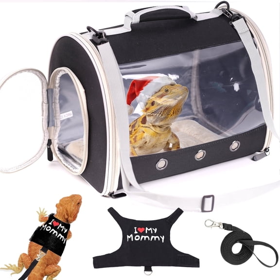 Small Animal Travel Backpack Carrier with "MOMMY" Harness,Portable Bearded Dragon Bag for Sugar Glider,Hedgehog,Rat,Bunny,Rat,Airline Approved