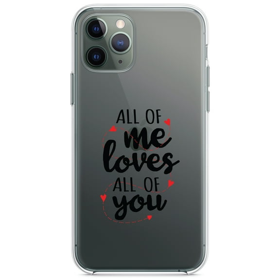 DistinctInk Clear Shockproof Hybrid Case for iPhone 12 MINI (5.4" Screen) - TPU Bumper Acrylic Back Tempered Glass Screen Protector - All of Me Loves All of You - Hearts