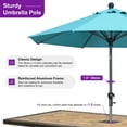 thumbnail image 4 of PURPLE LEAF 10' Round Outdoor Table Umbrella with Crank and Tilt, Aluminum Frame Patio Market Sun Umbrella, 8 Sturdy Ribs, Turquoise Blue, 4 of 10