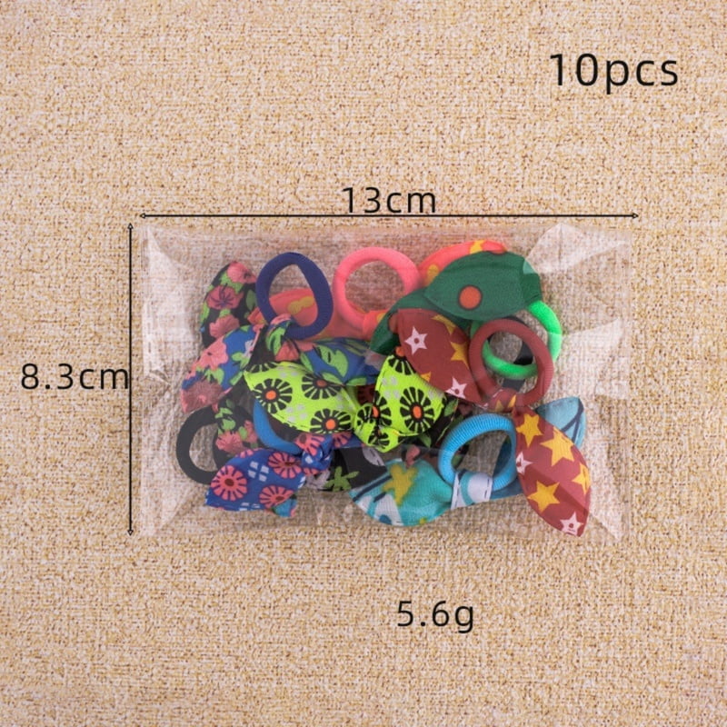 100pcs/set Girls Cute Rabbit Ears Hair Ties Stretch Rubber Bands Hair Ropes Ponytail Holders Hair Accessories Children's Gift