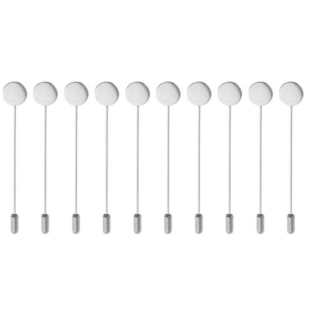 10 Piezas Bandeja forma forma forma Palo de Solapa Broche Sombrero Bufanda Bandeja de Pegamento DIY - Plata 7.5cm 1.2cm diámetro Yinane Broche de solapa de cuello