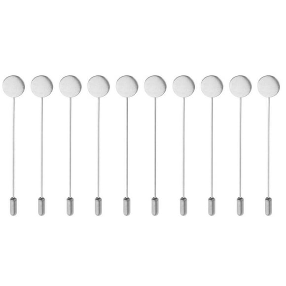Bandeja redonda de 10 piezas para pegar broches, alfileres, agujas, corbatas, sombreros y bufandas (para manualidades). Plata