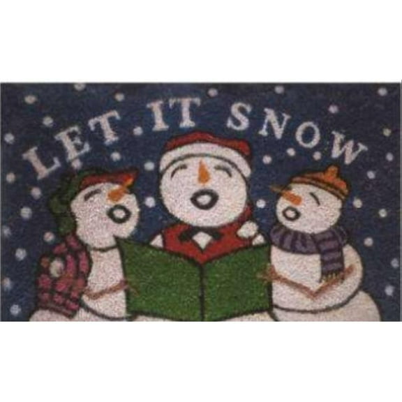 Geo Crafts G158 18 x 30 in. Coir Snowmen Singing Welcome Doormat