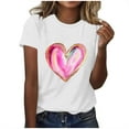 thumbnail image 2 of AUNVITO Women's Valentine's Day T-shirt Round Neck Short Sleeve with Valentine Print Casual and Fashionable Style, 2 of 5