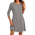 thumbnail image 2 of LISTHA Women's 3/4 Sleeve A-line and Flare Midi Long Dress Gray M, 2 of 6