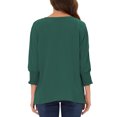 thumbnail image 3 of Blusas de manga corta con cuello redondo INSPIRE CHIC para mujeres, color verde oscuro, talla XL, 3 of 6