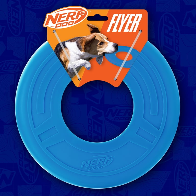 Nerf Dog Atomic Flyer Blue 10 Inch Durable TPR Ring for Medium and