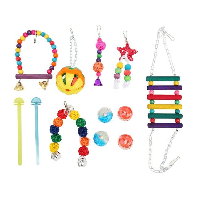 Bird Cage Colorful Toys,Bird Swing Toy Set Bird Hanging Colorful Chewing Toys Bird Swing Toy Set Seamless Integration