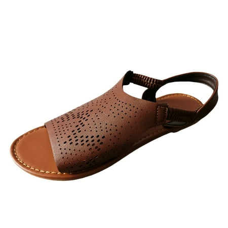 

Huanghuaa Women s Summer Slope Heel Solid Color Open Toe Set Wear Hollow Out Breathable Large Size Women Sandals Slippers Womens Fluff Yeah Slide Sandal - Leopard