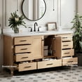 thumbnail image 4 of ARIEL CAMBRIDGE 67 Inch Single Oval Sink Bathroom Vanity With Pure White Quartz Countertop 1.5 Inch Edge In Oak, 4 of 7