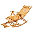thumbnail image 6 of Brown Bamboo 98x62x20cm Folding Recliner 170-Degree Adjustable Siesta Rocking Chair With Foot Massage, 6 of 11