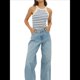 thumbnail image 2 of Camisetas Sin Mangas con Cuello Halter para Mujer, de Verano, A Rayas, de Punto Acanalado Elástico, Camisetas Ajustadas Azul L, 2 of 9