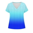 thumbnail image 3 of Womens Eyelet Tops, Short Sleeve Shirts for Women Summer Fashion Loose Fits Hollow Ombre Tie Dye V Neck T-Shirts Blouses, 3 of 3