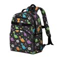 thumbnail image 2 of Black Dinosaurs Speech Bubbles Pattern Cute School Backpack Bag for School with Padded Back and Adjustable Shoulder Straps 15.25"x11.5"x5.25", 2 of 5