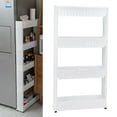 thumbnail image 3 of Multifunctional Slim Storage Shelf Cart Interspace Rack with Pulleys Bathroom - Layers White 4 Layers, 3 of 7