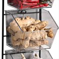 thumbnail image 5 of Contenedor de y Jengibre Montado en la Pared con 3 Compartimentos, Caja de Almacenamiento para Encimera de Cebolla y Patatas con Rejilla de Metal, Longitud 40cm, 5 of 5