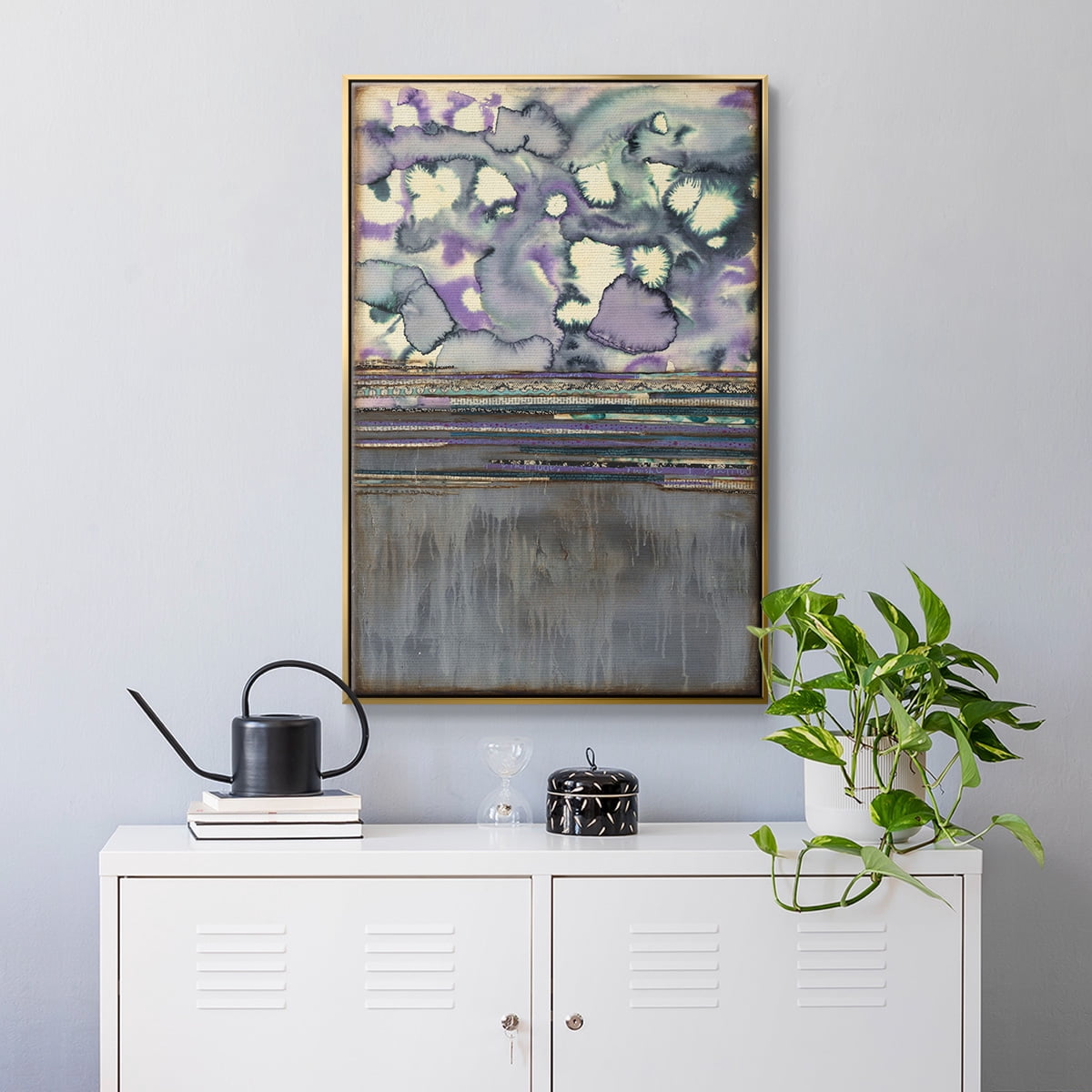 Fireworks Framed Premium Gallery Wrapped Canvas - Ready to Hang - 25 x 37 - Gold Floating Frame